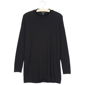 Eileen Fisher Lightweight Viscose Jersey Tee Womens S Black Long Sleeve Tunic